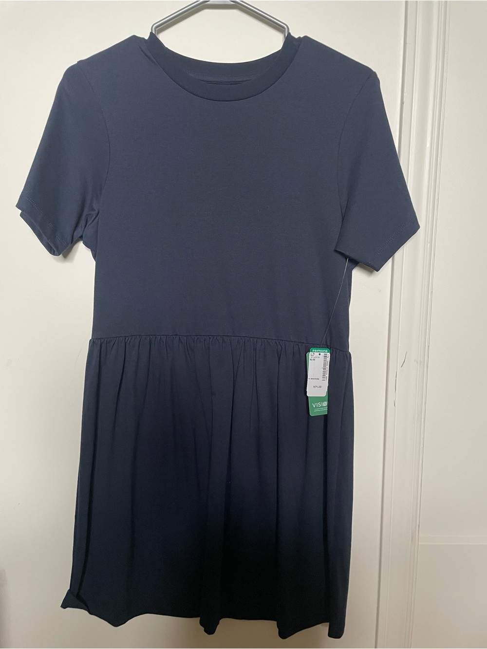 Simons Cotton Mini Dress in Blue Size Medium NWT